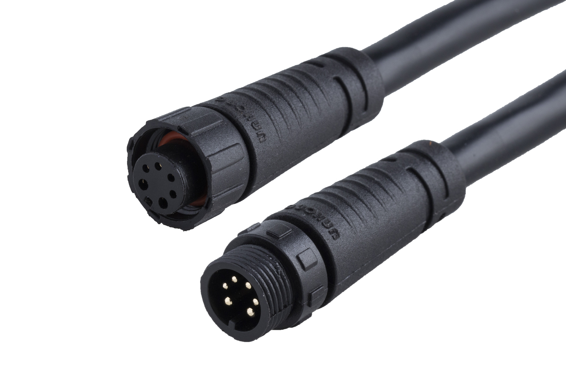 M12插针端防水连接器2~8芯